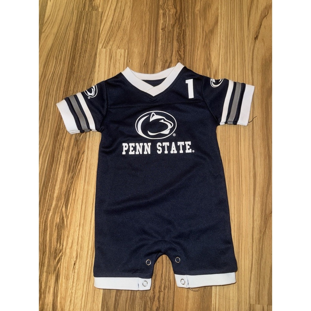Penn State Nittany Colosseum 0-3 Months Navy Football Romper